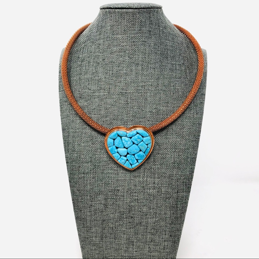 Turquoise & copper slider necklace